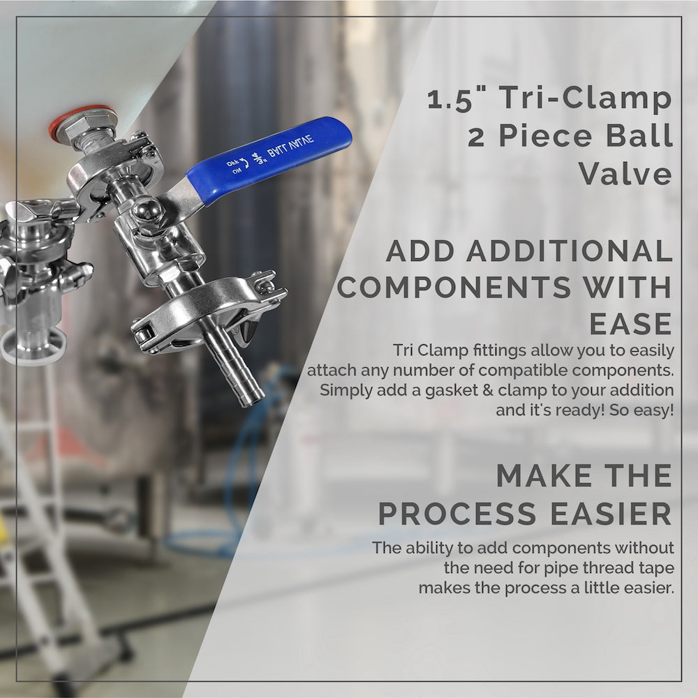 1.5" Tri-Clamp 2 Piece Ball Valve
