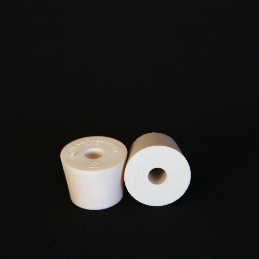 Air Lock Cork - 6 1/2 Drilled Rubber Stopper